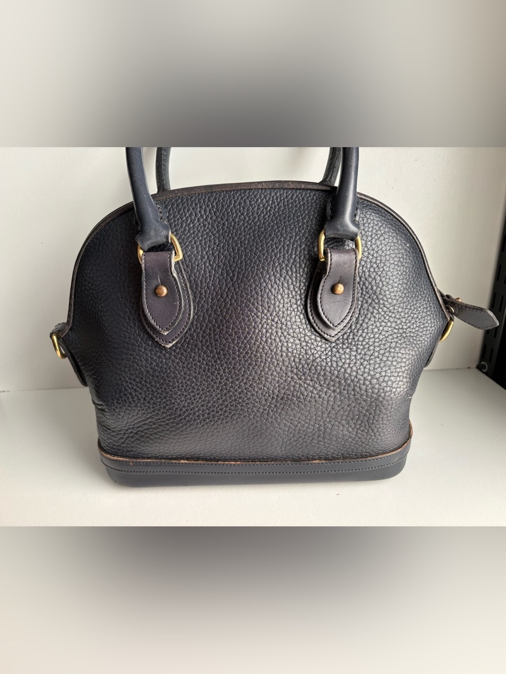 Dooney and Bourke awl Navy Blue Leather Norfolk Dome satchel bag - Picture 4 of 16